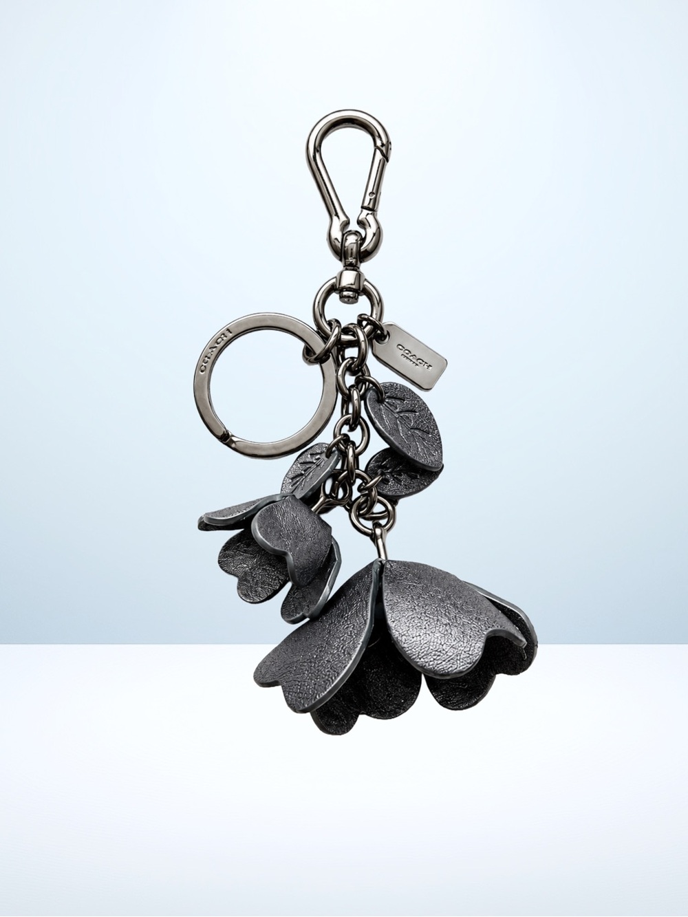 Coach NWOT Tea Rose Bag Charm - Black/Gunmet